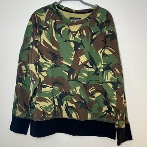 Rag & Bone Camo Crewneck Sweatshirt XL Green Brown Military Pullover